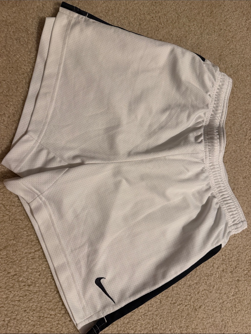 Nike White Mesh Sports Shorts with Black Accents
